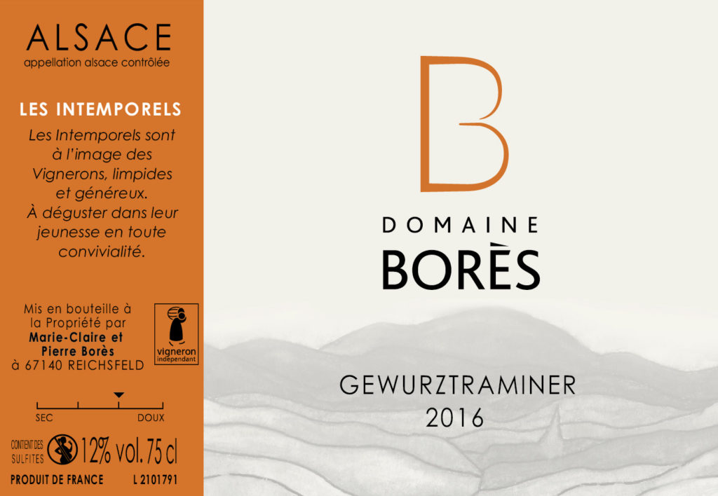 gewurztraminer 2016 Etiquette Domaine Borès Reichsfeld Vin Alsace
